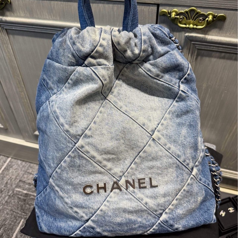 Chanel 22bag 雙肩包 牛仔布漸變 尺寸約29×8×34-9