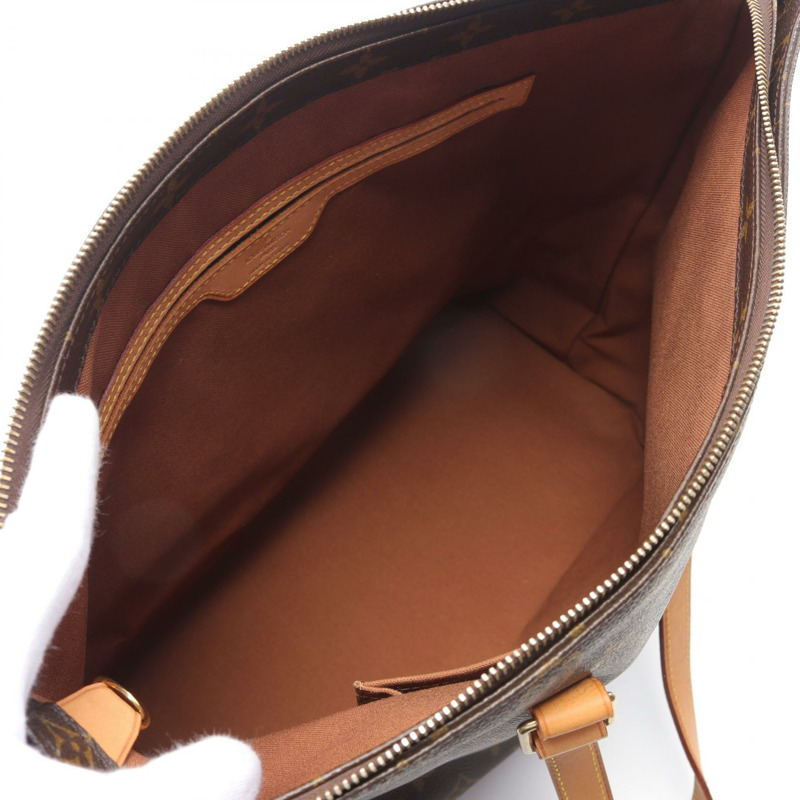 LOUIS VUITTON Cabas Mezzo 托特包款單肩包 M51151 Monogram 皮革棕色二手-2