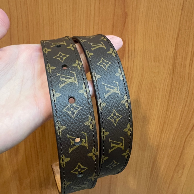 LV原花內麂皮金釦皮帶M9781X-2