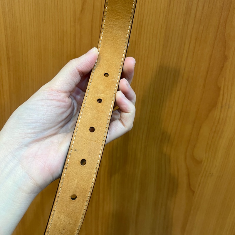 LV原花內麂皮金釦皮帶M9781X-3