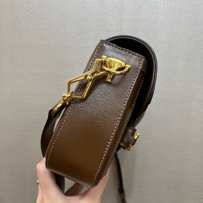 Gucci PVC咖牛皮mini 1955斜背馬鞍包-3