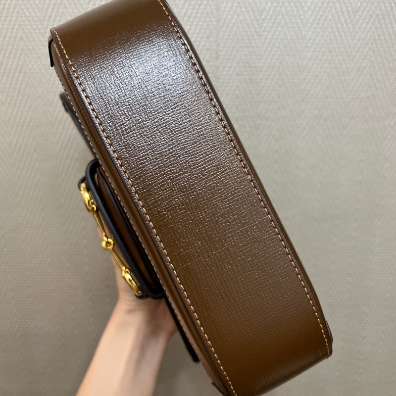 Gucci PVC咖牛皮mini 1955斜背馬鞍包-6