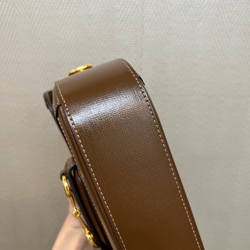 Gucci PVC咖牛皮mini 1955斜背馬鞍包-7