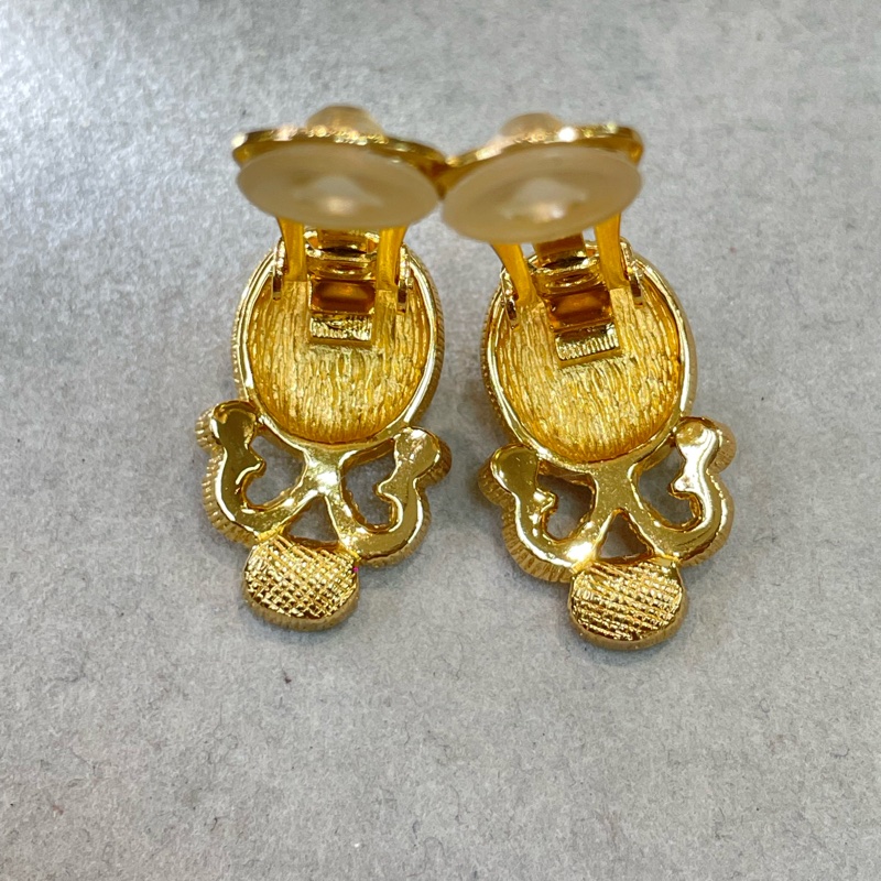 DIOR 中古珍珠水鑽耳夾 O760WH-2