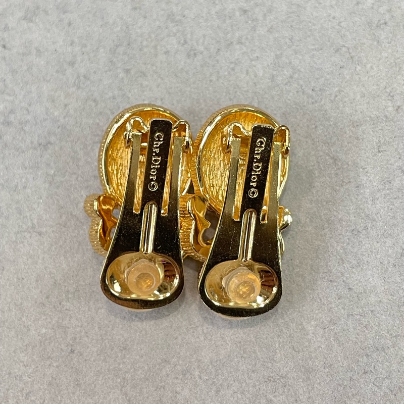 DIOR 中古珍珠水鑽耳夾 O760WH-4