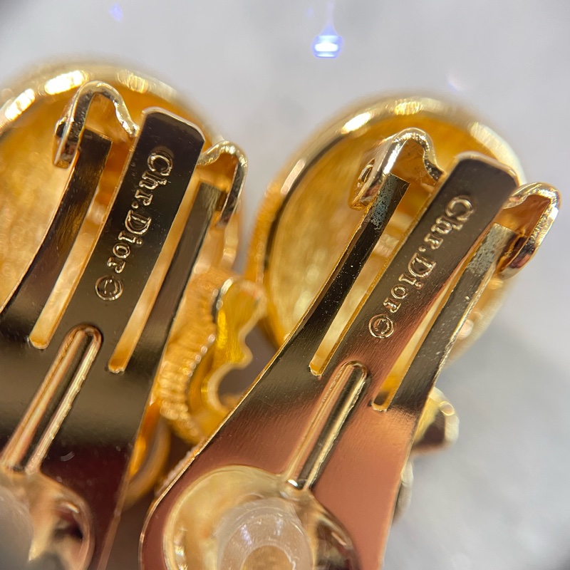 DIOR 中古珍珠水鑽耳夾 O760WH-5