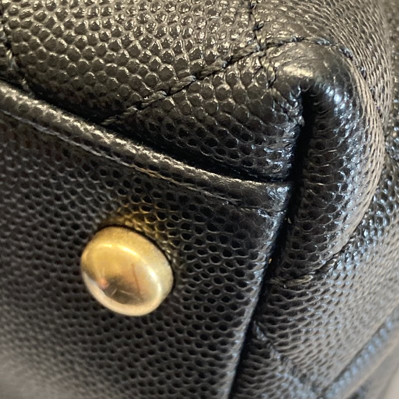 CHANEL 香奈兒 A92991 Coco Handle Medium 荔枝牛皮 手提包 黑色 金釦-13