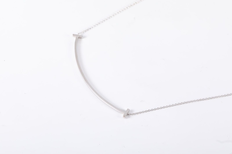 TIFFANY&CO(蒂芙尼) Tiffany T 微笑項鏈 大號 滿鑽 18K白金/鑽石 項鏈 白金 18K-1