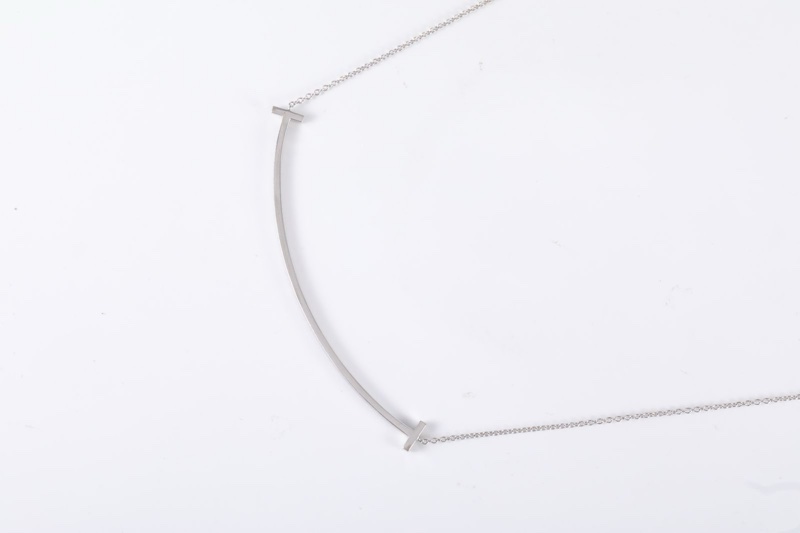 TIFFANY&CO(蒂芙尼) Tiffany T 微笑項鏈 大號 滿鑽 18K白金/鑽石 項鏈 白金 18K-2