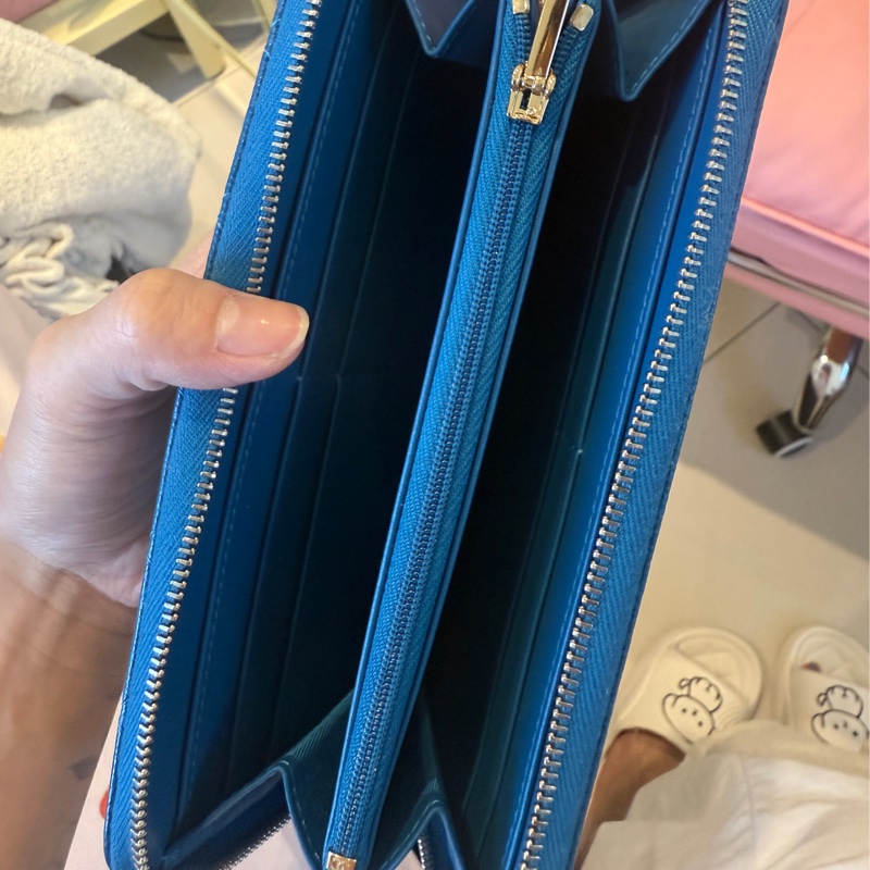 Chanel 荔枝紋藍長夾-7