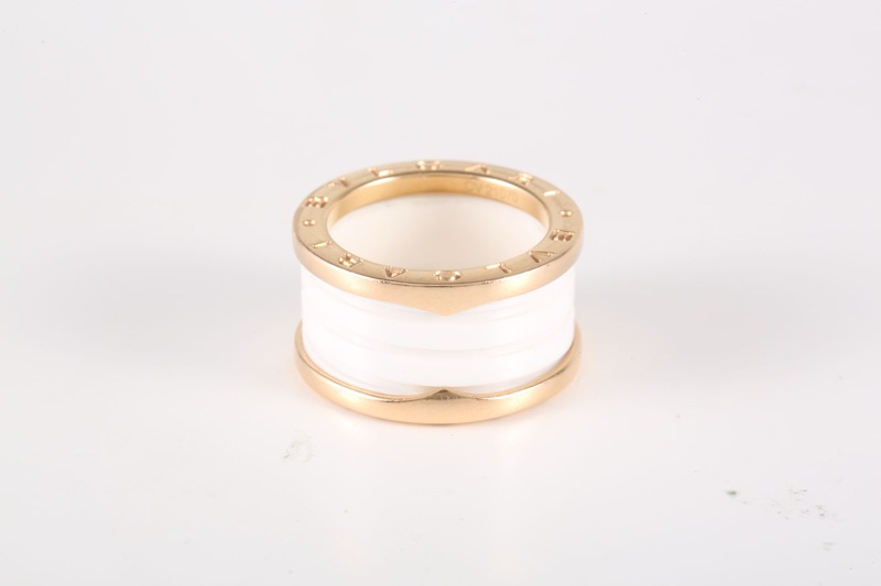 BVLGARI(寶格麗) B.ZERO1 彈簧戒指 四圈 18K玫瑰金/白陶瓷 53 玫瑰金-3
