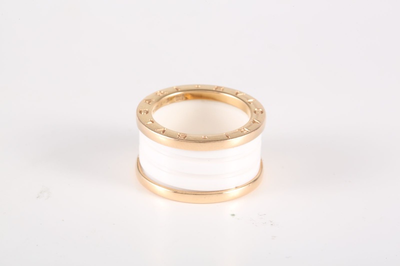 BVLGARI(寶格麗) B.ZERO1 彈簧戒指 四圈 18K玫瑰金/白陶瓷 53 玫瑰金-4