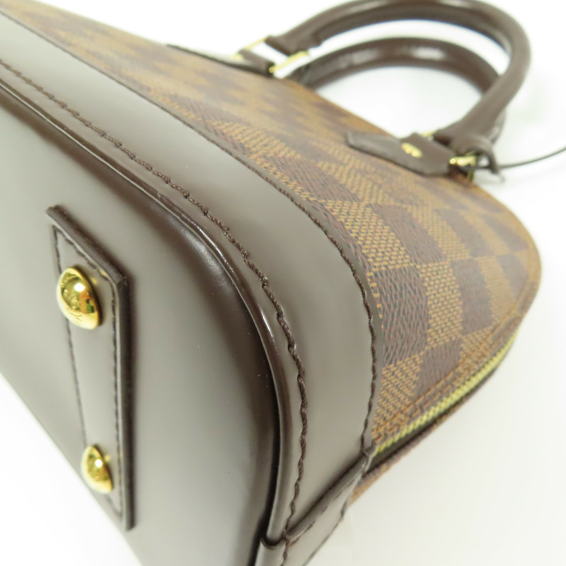 LOUIS VUITTON Damier Alma BB金扣手挽肩背兩用袋棕色-10
