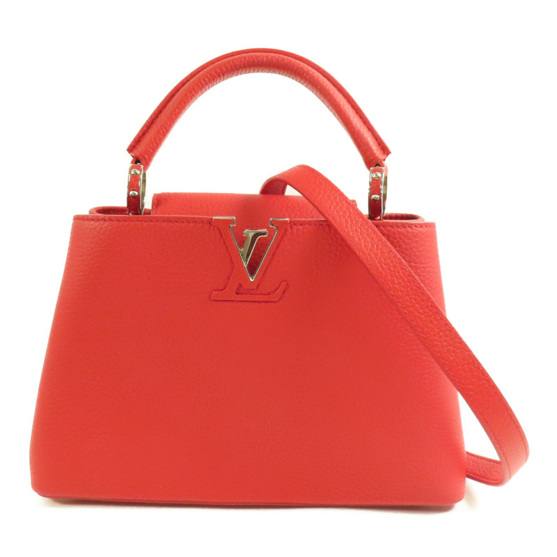 LOUIS VUITTON Taurillon Capucines BB銀扣手挽肩背兩用袋-0