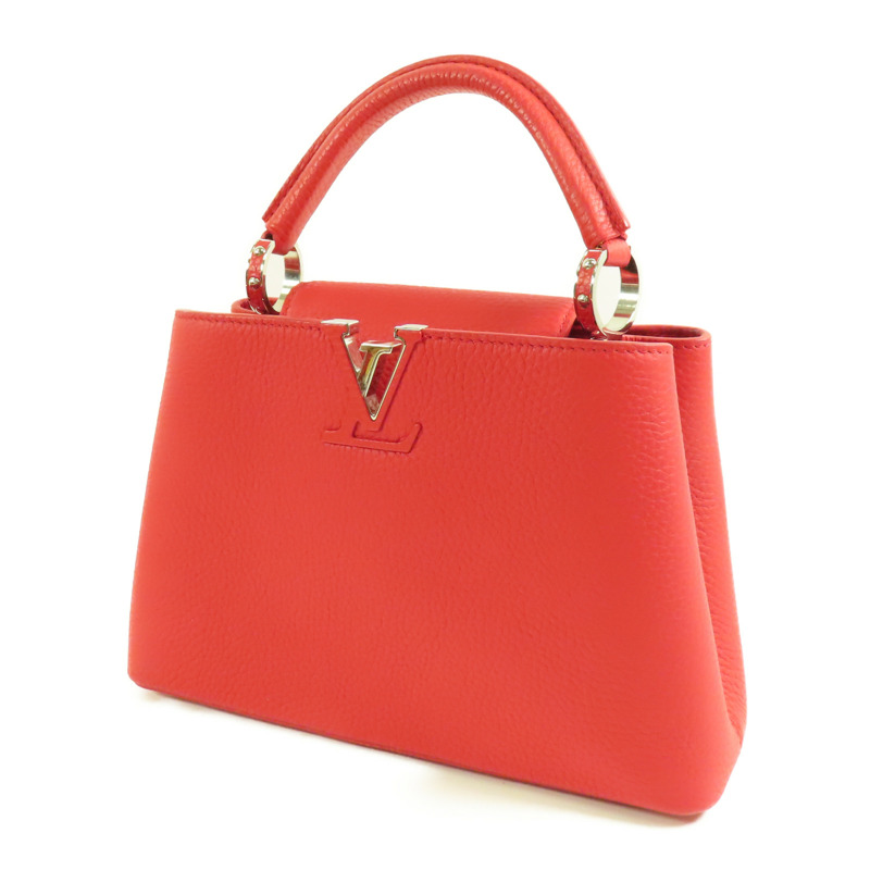 LOUIS VUITTON Taurillon Capucines BB銀扣手挽肩背兩用袋-2