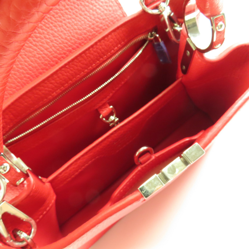 LOUIS VUITTON Taurillon Capucines BB銀扣手挽肩背兩用袋-4