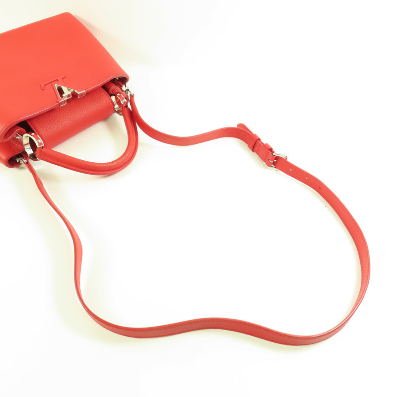 LOUIS VUITTON Taurillon Capucines BB銀扣手挽肩背兩用袋-7