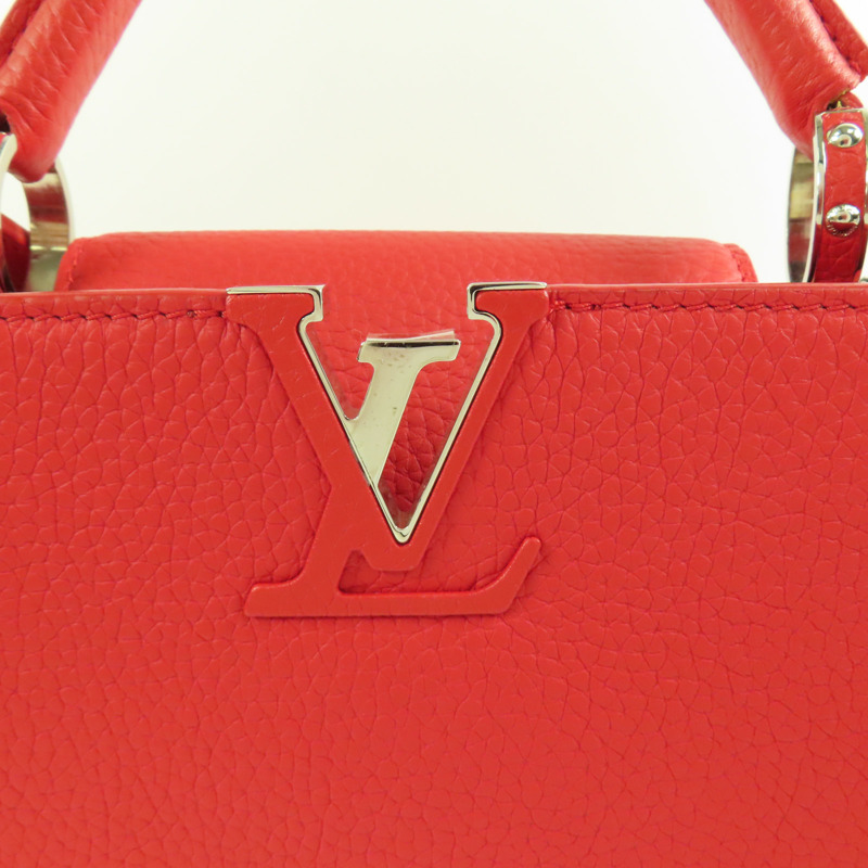 LOUIS VUITTON Taurillon Capucines BB銀扣手挽肩背兩用袋-8