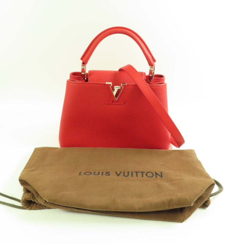 LOUIS VUITTON Taurillon Capucines BB銀扣手挽肩背兩用袋-9
