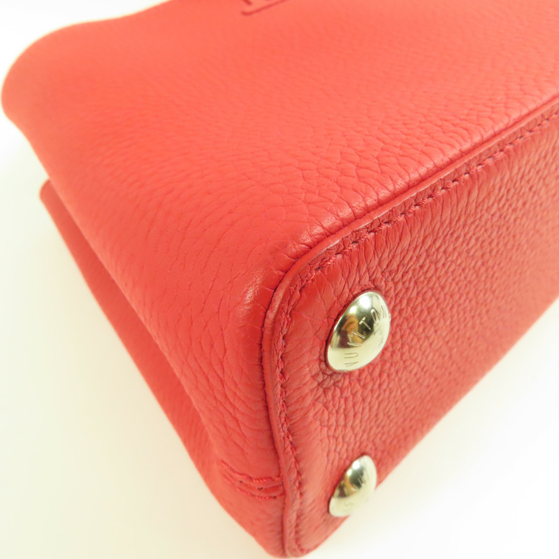 LOUIS VUITTON Taurillon Capucines BB銀扣手挽肩背兩用袋-10