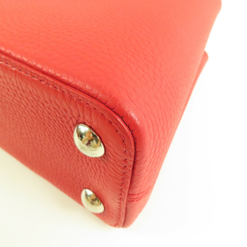 LOUIS VUITTON Taurillon Capucines BB銀扣手挽肩背兩用袋-11