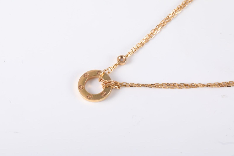 CARTIER(卡地亞) LOVE 兩鑽 圓餅 項鏈 18K黃金/鑽石 項鏈 黃金-1