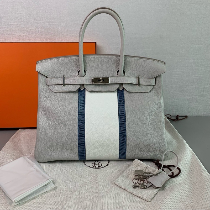 Hermes birkin35 club珍珠灰 限量拼皮-1