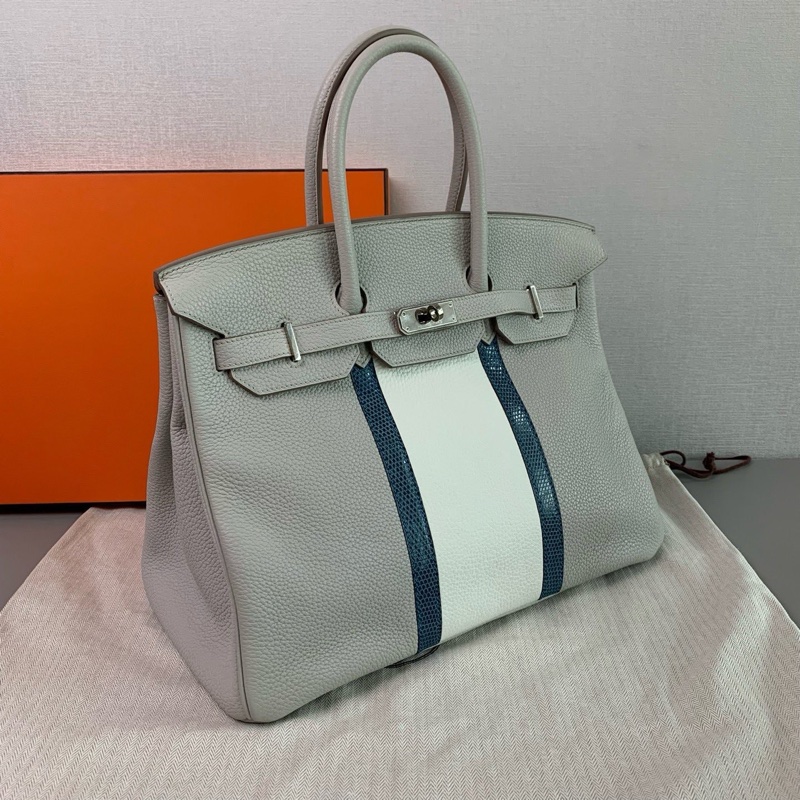 Hermes birkin35 club珍珠灰 限量拼皮-2