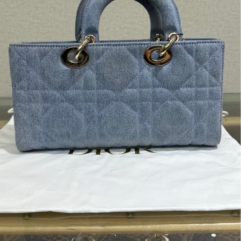 🫧𝐃𝐈𝐎𝐑 迪奧/Dior 橫版戴妃 藍色單寧中號 26X6X14cm-4