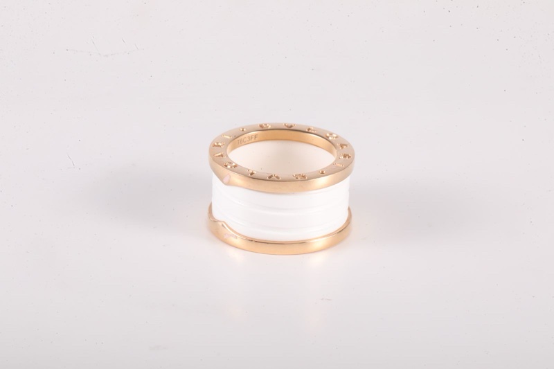 BVLGARI(寶格麗) B.ZERO1 彈簧戒指 四圈 18K玫瑰金/白陶瓷 51 玫瑰金-4