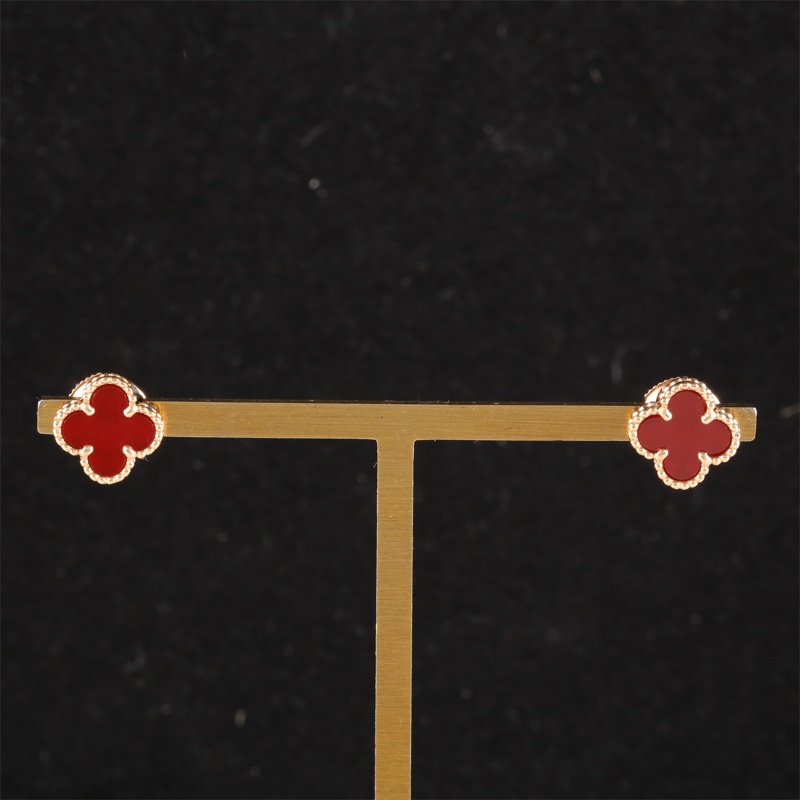 VAN CLEEF&ARPELS(梵克雅寶) Sweet Alhambra 小號單花耳釘 18K玫瑰金/紅玉髓 玫瑰金-0