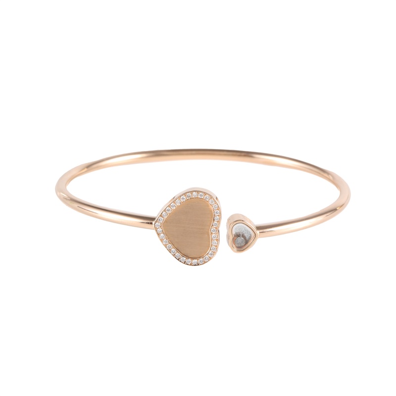 CHOPARD(肖邦)  18K玫瑰金 鑽石 玫瑰金 HAPPY HEARTS 快樂的心 邊鑽 手鐲 18K-4