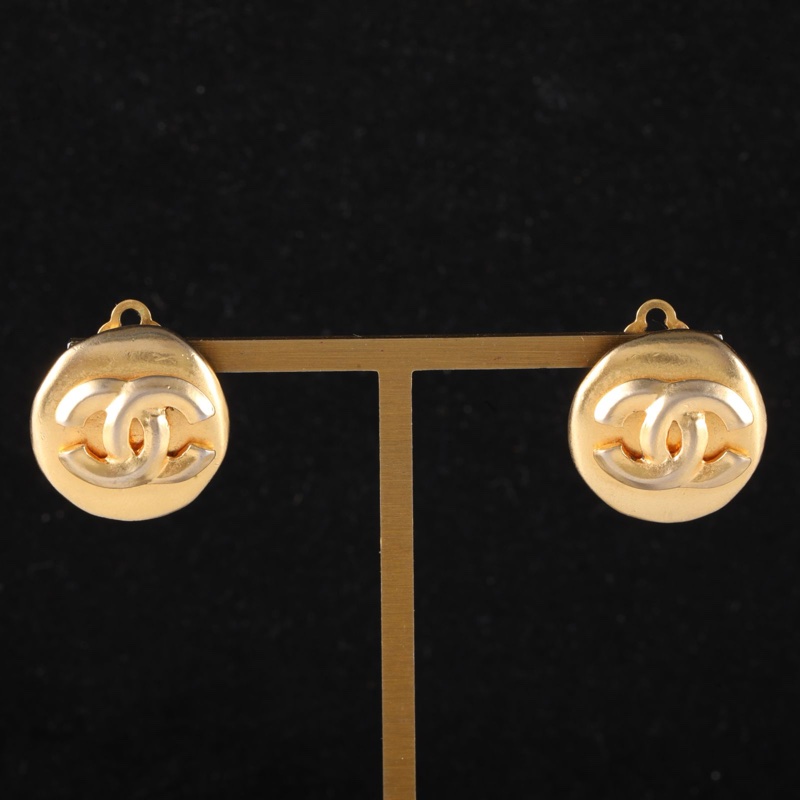 CHANEL(香奈兒)  合金 96P 中古 雙C 耳夾-0