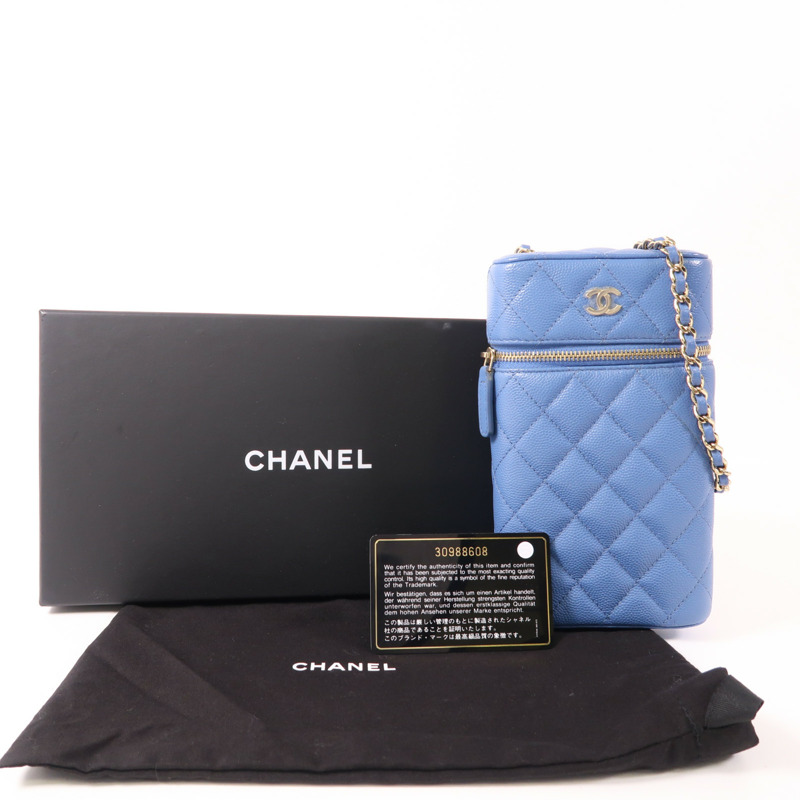 CHANEL 牛皮皮革Classic Vanity金扣鏈帶肩背袋-9
