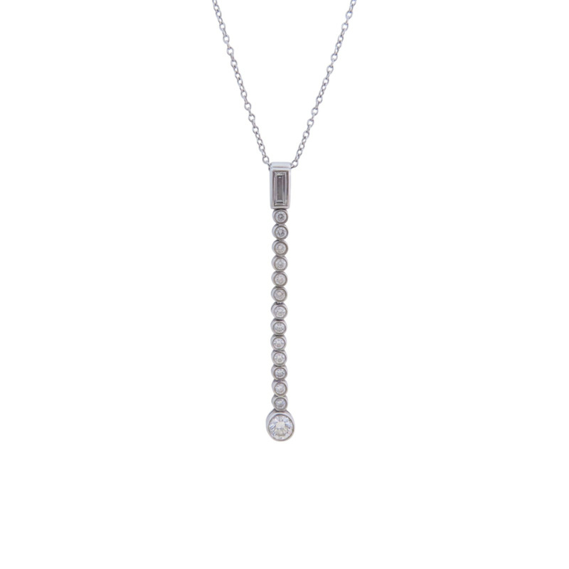 TIFFANY&CO PT950鉑金Baguette Jazz Drop Diamond Necklace鑽石項鏈-0
