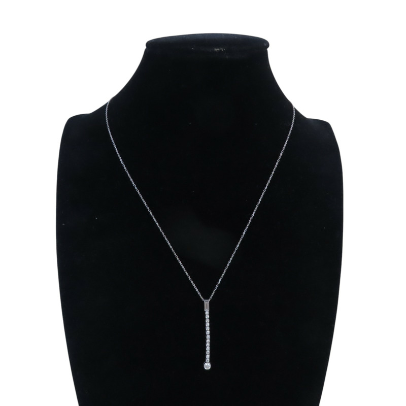 TIFFANY&CO PT950鉑金Baguette Jazz Drop Diamond Necklace鑽石項鏈-9
