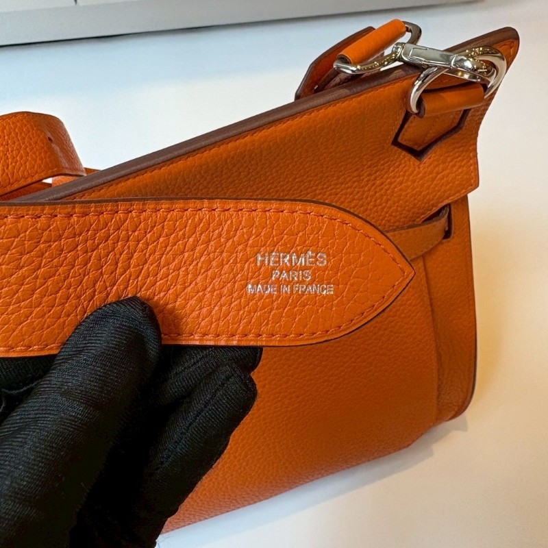Hermes 銀釦橘皮革吉普賽包 Jypsiere 34-15
