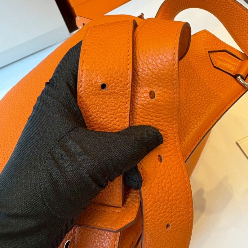 Hermes 銀釦橘皮革吉普賽包 Jypsiere 34-27