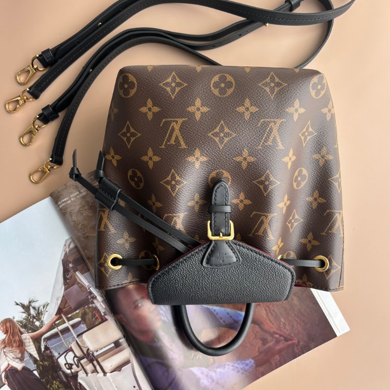 ::Louis Vuitton:: LV M45516 MONTSOURIS BB經典花紋黑皮革MINI後背包-0