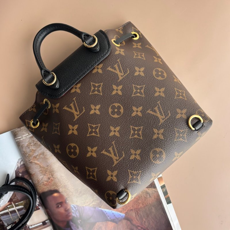 ::Louis Vuitton:: LV M45516 MONTSOURIS BB經典花紋黑皮革MINI後背包-1