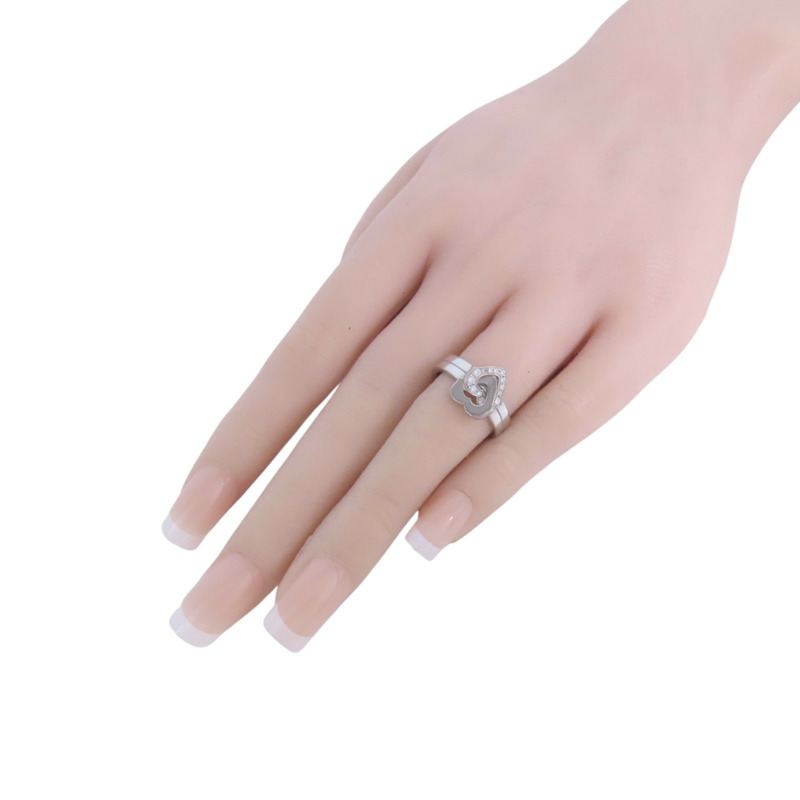 CARTIER 18K白金Double Heart Diamond Ring鑽石戒指#52/US#5.75-6