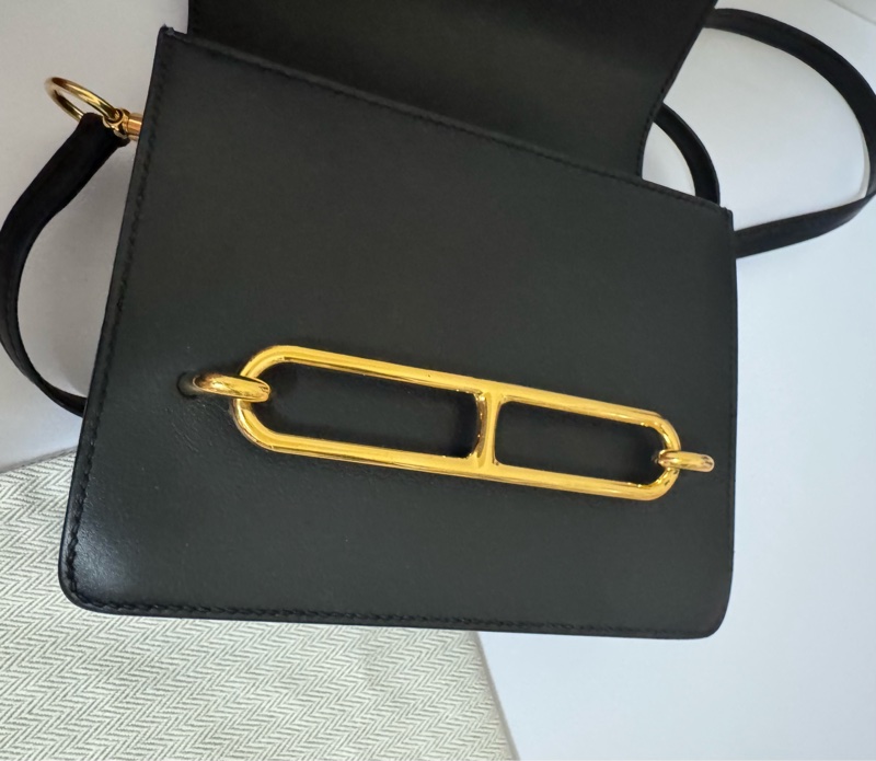 HERMES Roulis 19公分黑金猪鼻子 evergrain牛皮89黑色 刻印c刻-4