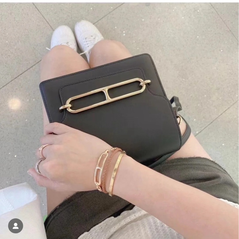HERMES Roulis 19公分黑金猪鼻子 evergrain牛皮89黑色 刻印c刻-9