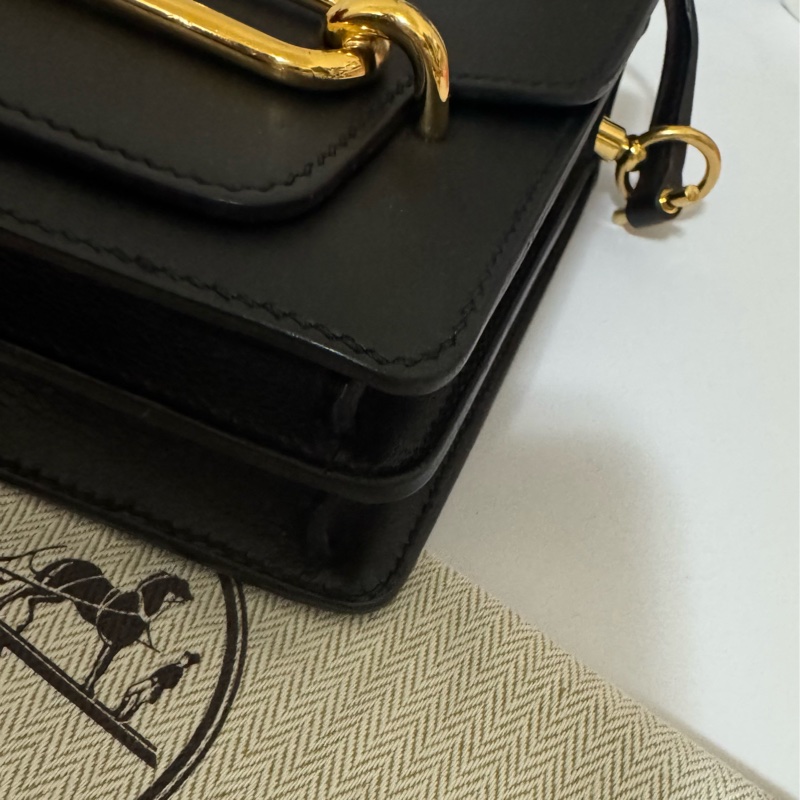HERMES Roulis 19公分黑金猪鼻子 evergrain牛皮89黑色 刻印c刻-14