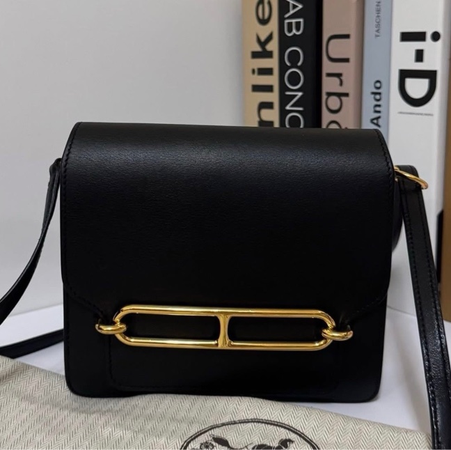 HERMES Roulis 19公分黑金猪鼻子 evergrain牛皮89黑色 刻印c刻-24