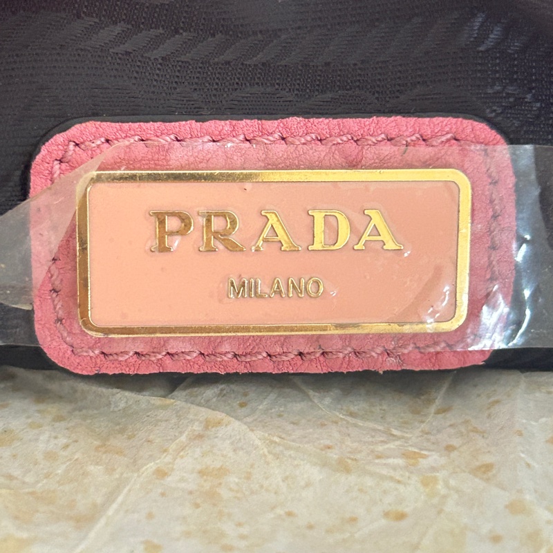 Prada粉色雙層相機包-7