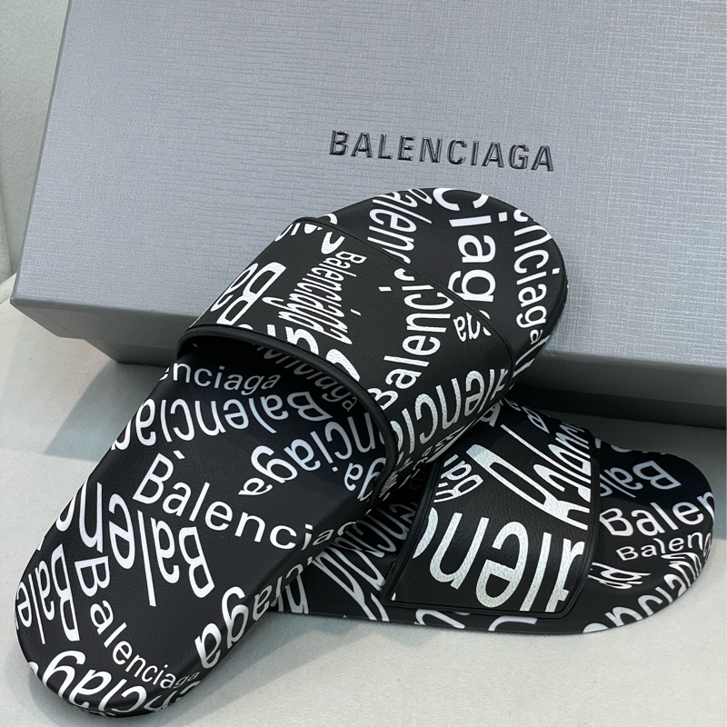 Balenciaga 女裝 黑白塗鴉印花拖鞋 EUR36 I387PE-0