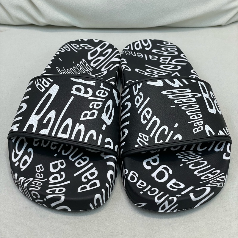 Balenciaga 女裝 黑白塗鴉印花拖鞋 EUR36 I387PE-2