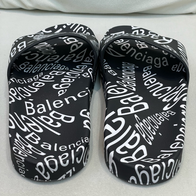 Balenciaga 女裝 黑白塗鴉印花拖鞋 EUR36 I387PE-3