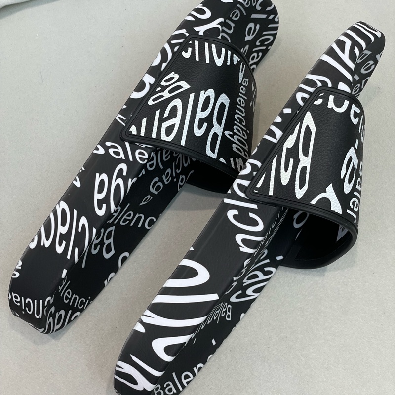 Balenciaga 女裝 黑白塗鴉印花拖鞋 EUR36 I387PE-5